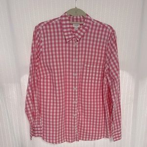 NWOT J.Crew pink gingham button down blouse, size XXL